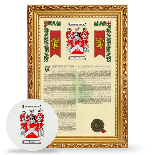 Bonom Framed Armorial History and Mouse Pad - Gold