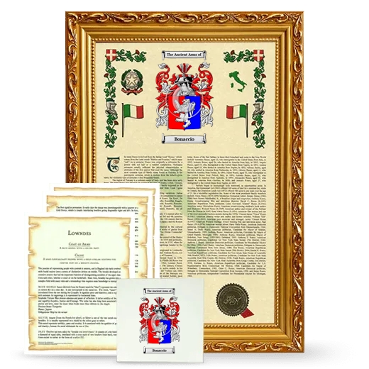 Bonaccio Framed Armorial, Symbolism and Large Tile - Gold