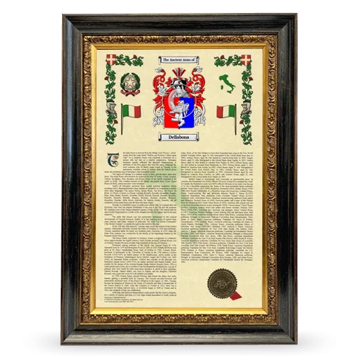 Dellabona Armorial History Framed - Heirloom