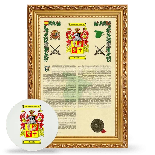 Bonillo Framed Armorial History and Mouse Pad - Gold