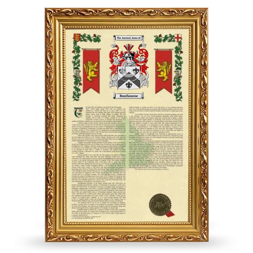 Bunthourne Armorial History Framed - Gold
