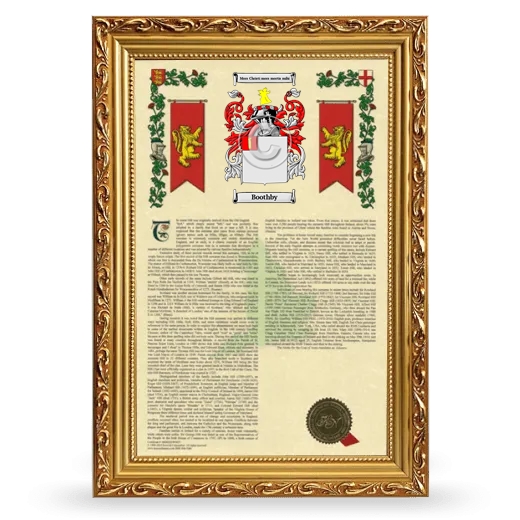 Boothby Armorial History Framed - Gold