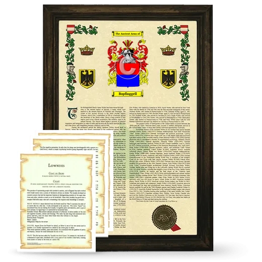 Bopfinggell Framed Armorial History and Symbolism - Brown