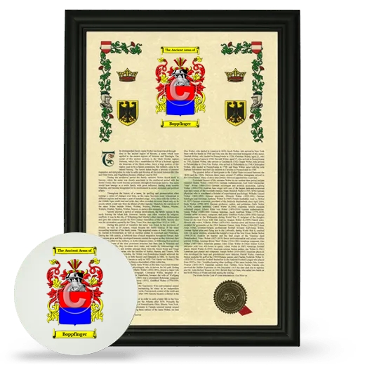 Boppfinger Framed Armorial History and Mouse Pad - Black