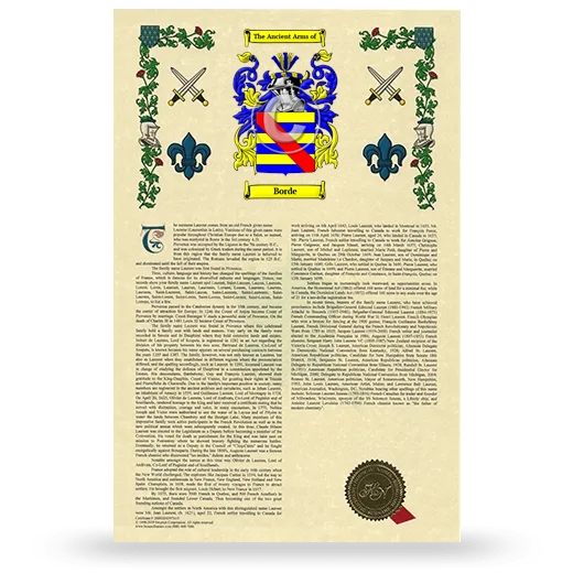 Borde Armorial History with Coat of Arms