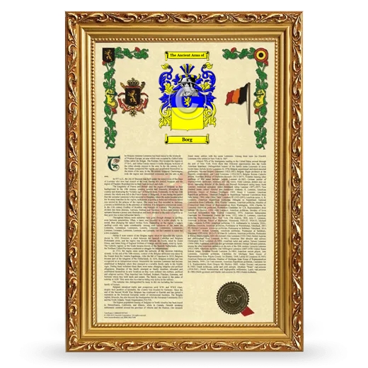 Borg Armorial History Framed - Gold