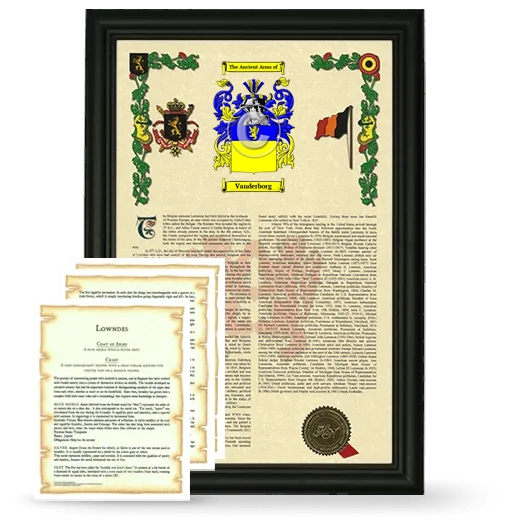 Vanderborg Framed Armorial History and Symbolism - Black