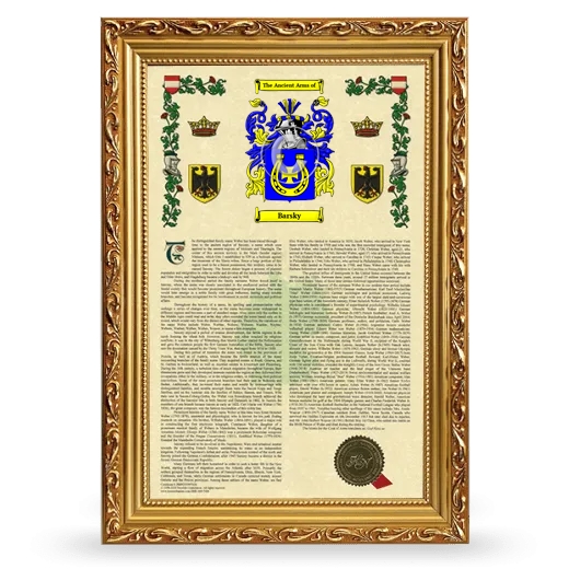 Barsky Armorial History Framed - Gold