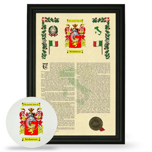 Batolomeazzi Framed Armorial History and Mouse Pad - Black