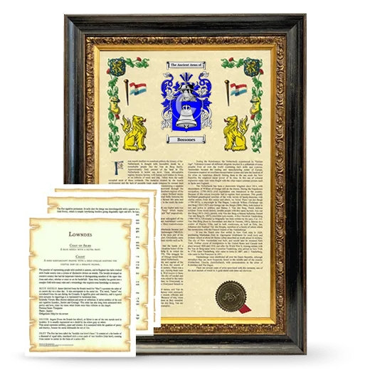 Bossones Framed Armorial History and Symbolism - Heirloom