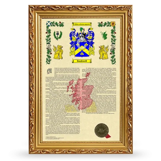 Boadewell Armorial History Framed - Gold