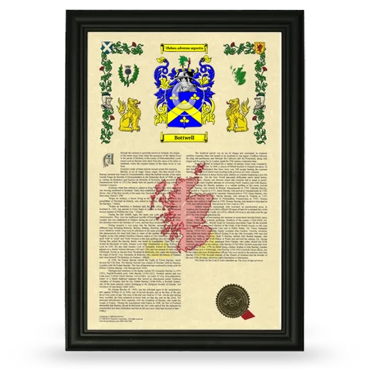 Bottwell Armorial History Framed - Black