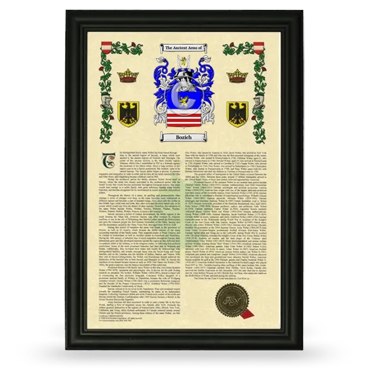 Bozich Armorial History Framed - Black