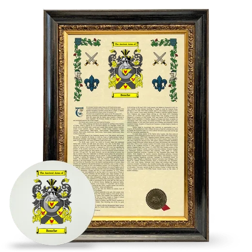 Bouche Framed Armorial History and Mouse Pad - Heirloom