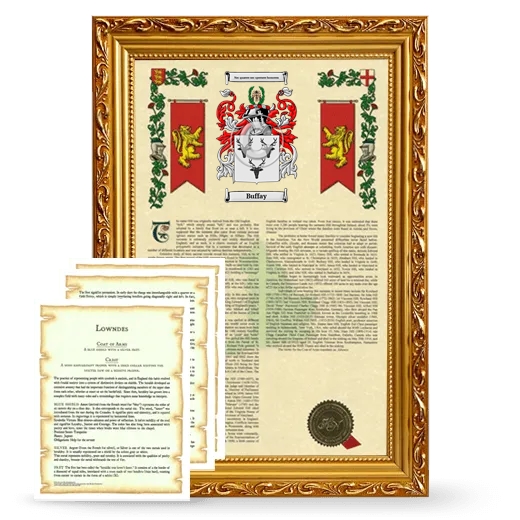 Buffay Framed Armorial History and Symbolism - Gold