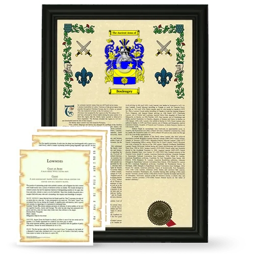 Boulengey Framed Armorial History and Symbolism - Black