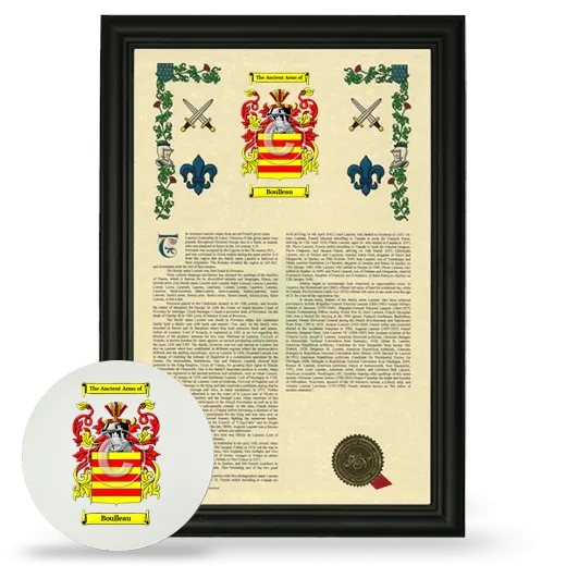 Boulleau Framed Armorial History and Mouse Pad - Black