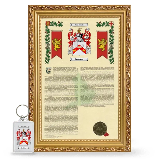 Bouldent Framed Armorial History and Keychain - Gold