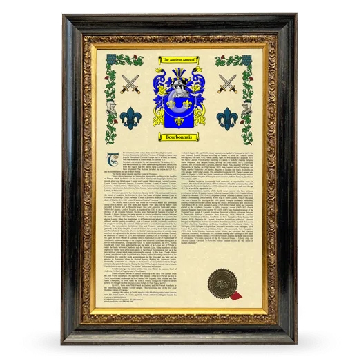 Bourbonnais Armorial History Framed - Heirloom