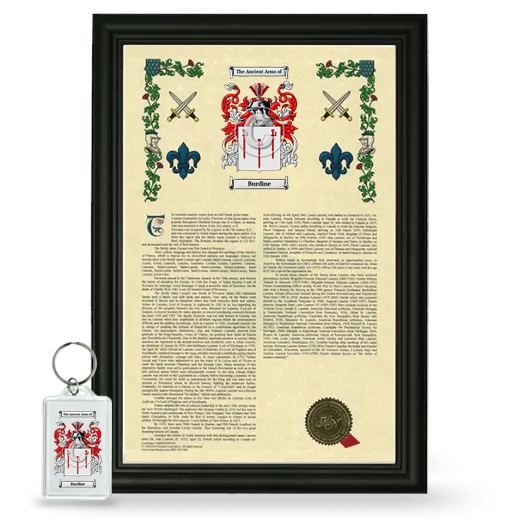 Burdine Framed Armorial History and Keychain - Black