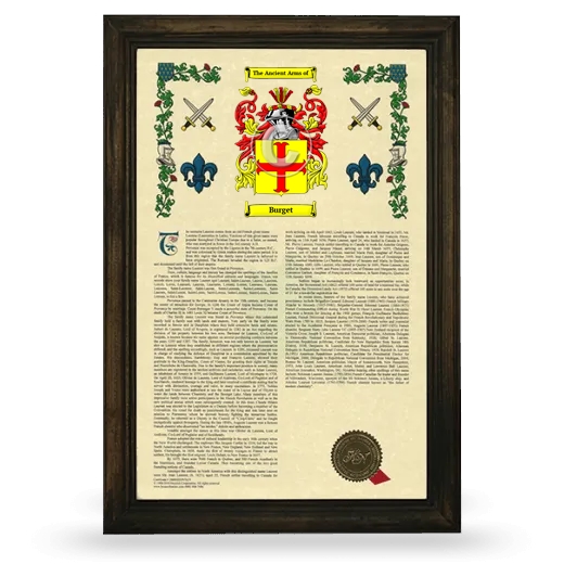 Burget Armorial History Framed - Brown