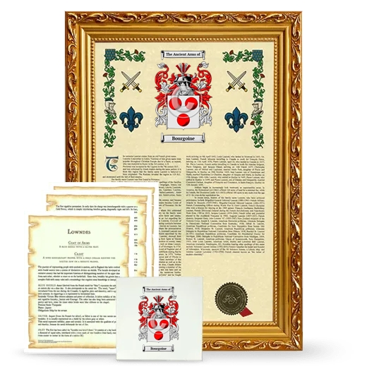 Bourgoine Framed Armorial, Symbolism and Large Tile - Gold