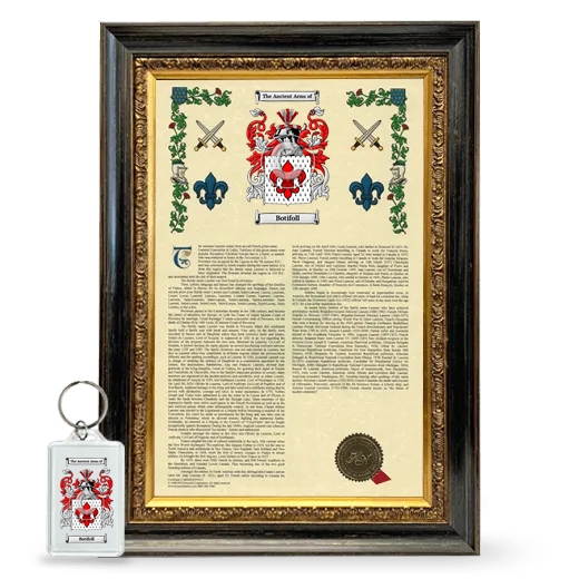 Botifoll Framed Armorial History and Keychain - Heirloom