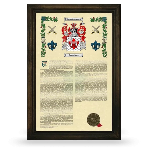 Boutefeux Armorial History Framed - Brown