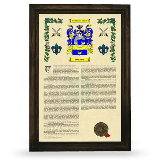 Boutieres Armorial History Framed - Brown