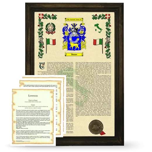 Boano Framed Armorial History and Symbolism - Brown
