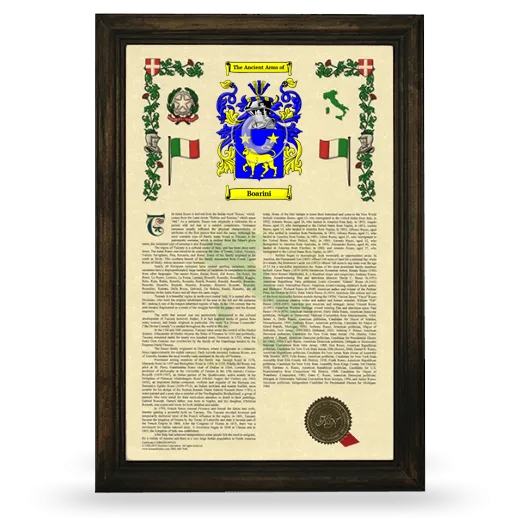 Boarini Armorial History Framed - Brown