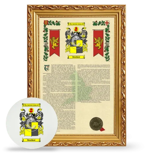 Bowdant Framed Armorial History and Mouse Pad - Gold