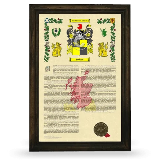 Bodynd Armorial History Framed - Brown