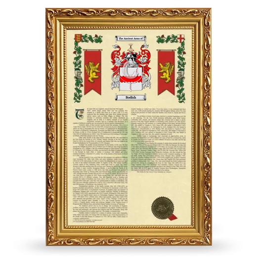 Bodish Armorial History Framed - Gold