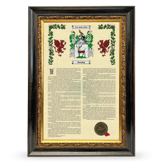 Beauing Armorial History Framed - Heirloom