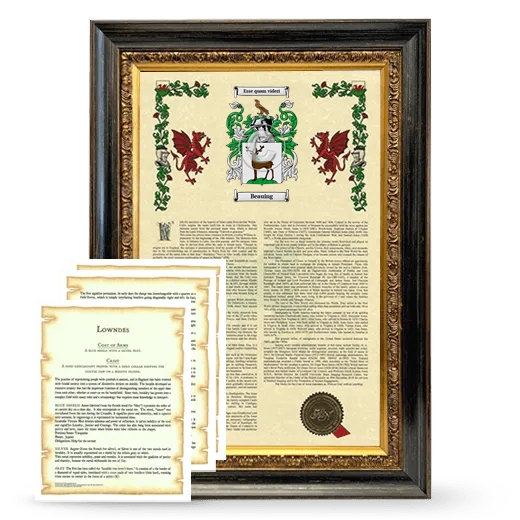 Beauing Framed Armorial History and Symbolism - Heirloom