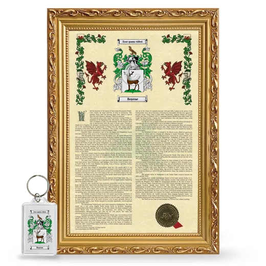 Boyene Framed Armorial History and Keychain - Gold