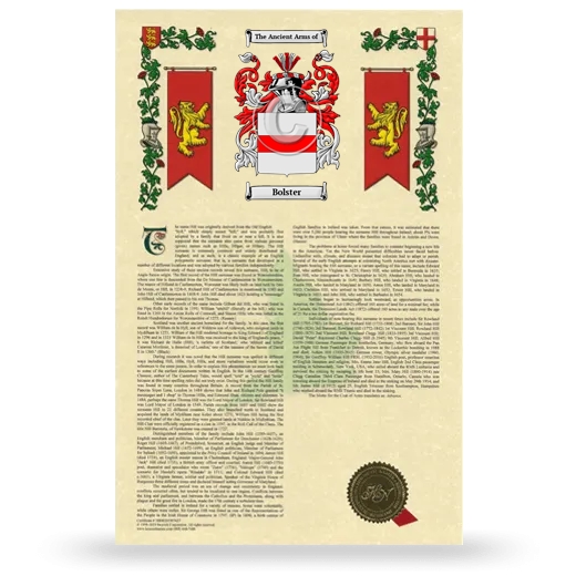 Bolster Armorial History with Coat of Arms