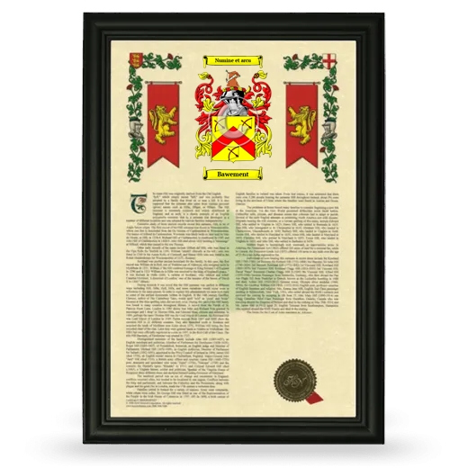 Bawement Armorial History Framed - Black