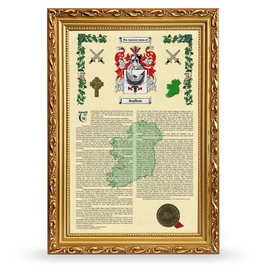 Boyllent Armorial History Framed - Gold