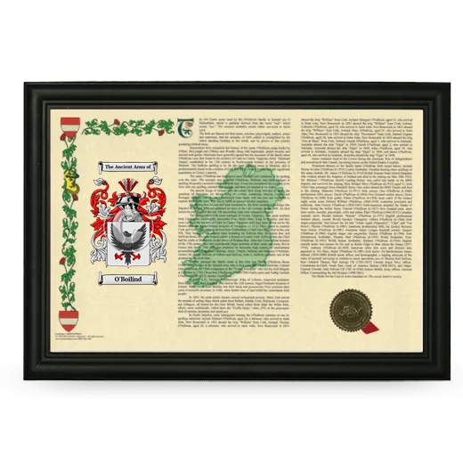 O'Boilind Armorial Landscape Framed - Black