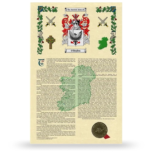 O'Boylen Armorial History with Coat of Arms