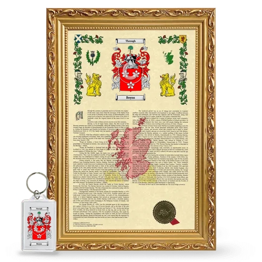 Boyns Framed Armorial History and Keychain - Gold