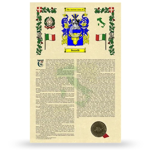 Bozzelli Armorial History with Coat of Arms