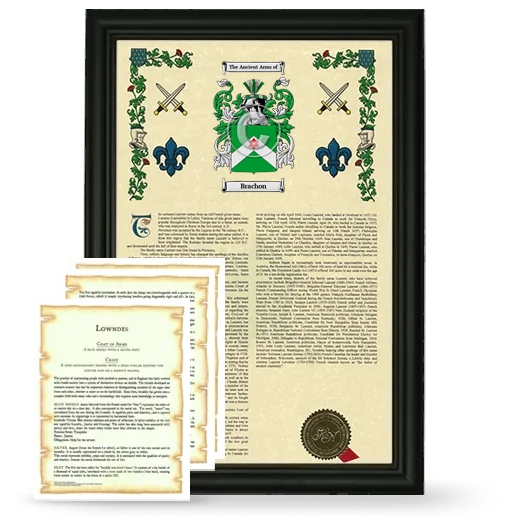 Brachon Framed Armorial History and Symbolism - Black