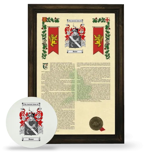 Brase Framed Armorial History and Mouse Pad - Brown