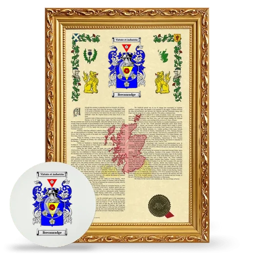 Brecanradge Framed Armorial History and Mouse Pad - Gold