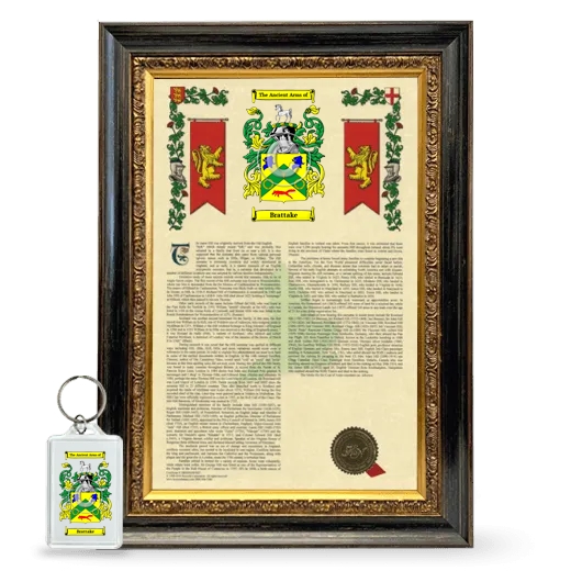 Brattake Framed Armorial History and Keychain - Heirloom