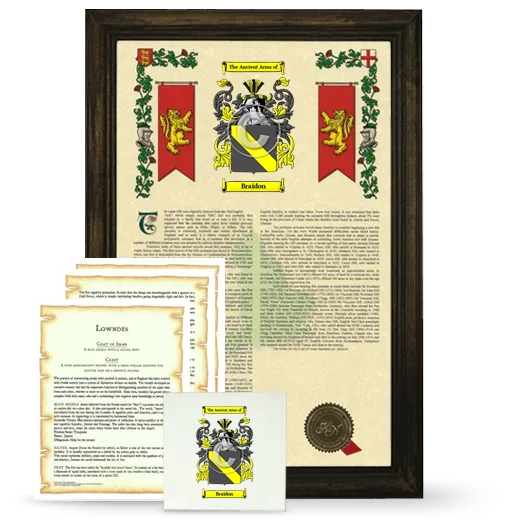 Braidon Framed Armorial, Symbolism and Large Tile - Brown