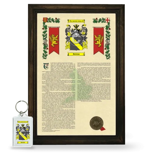 Bretens Framed Armorial History and Keychain - Brown